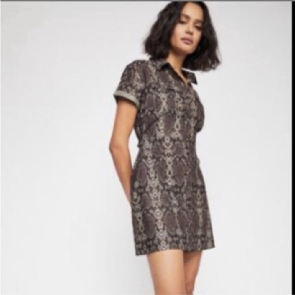 Free People Italian Love Story Snakeskin Button Up Dress